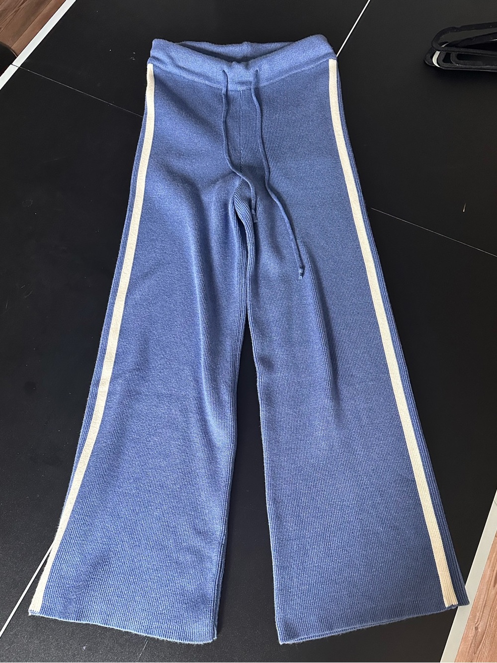 Maeve High Rise Knit Flare Pants with White Side Stripes - Picture 1 of 7